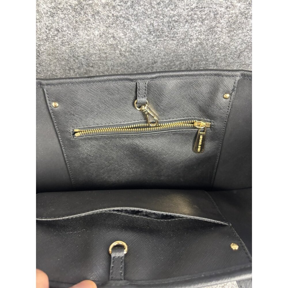 Michael Kors Tote Bag Womens Large Black Leather MK Logo Charm Shoulder Purse - Picture 3 of 11